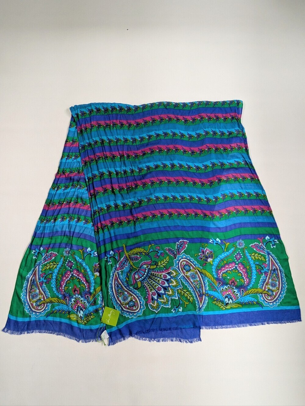 NWT Vera Bradley Scarf Lightweight Paisley Striped Green Blue